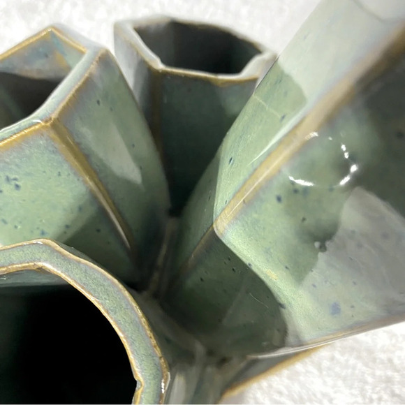 Vintage Handmade  Green Ceramic Pottery Vase Art - Picture 10 of 16